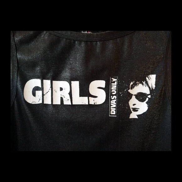 Vintage 90's Le Chateau "Girls" Tank Top with Metallic Sheen, Women's M - Picture 3 of 5